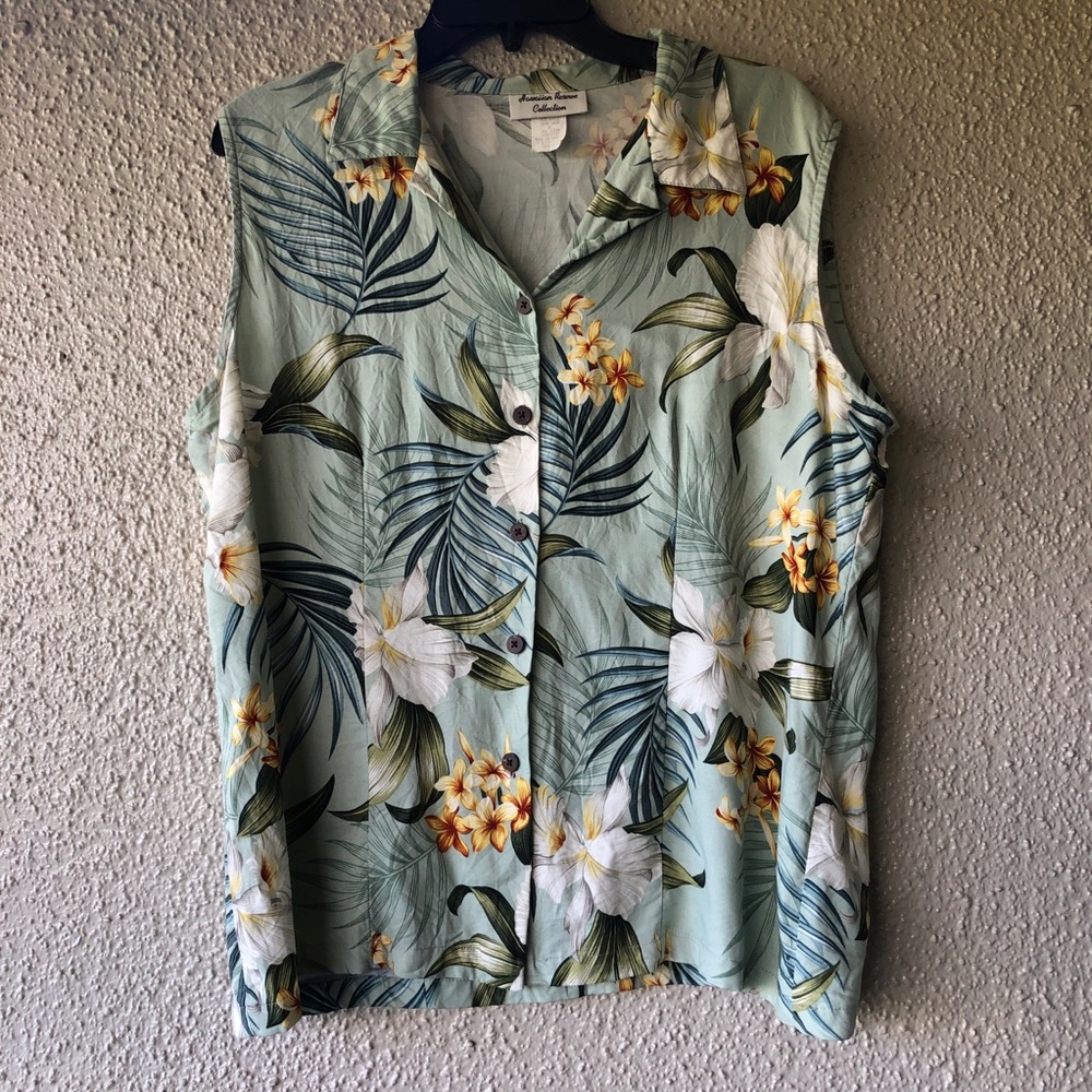 Hawaiian Reserve Collection Sleeveless Floral Hawaiian Casual Button Down XL
